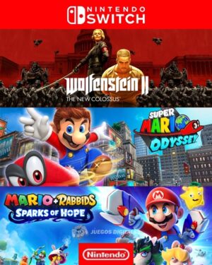 3 en 1 WOLFENSTEIN 2 + MARIO Odyssey + MARIO RABBIDS - NINTENDO SWITCH