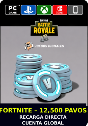 Fortnite: 12500 Pavos V-Bucks GLOBAL